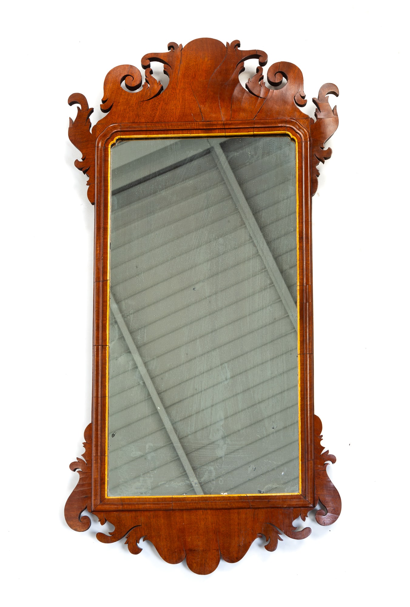 ENGLISH CHIPPENDALE SCROLL MIRROR. (1 of 4)