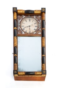FEDERAL REVERSE PAINTED CLOCK MIRROR, PROBABLY BY BENJAMIN MORRILL (NEW HAMPSHIRE).