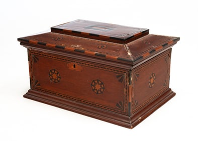 ODD FELLOWS INLAID DRESSER BOX.