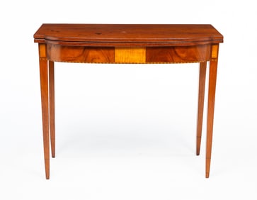 INLAID HEPPLEWHITE CARD TABLE.