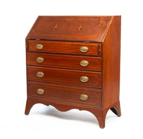 INLAID HEPPLEWHITE SLANT FRONT DESK.