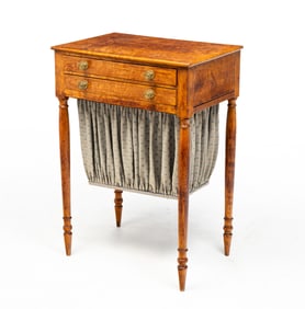 SHERATON BIRDSEYE MAPLE SEWING STAND.