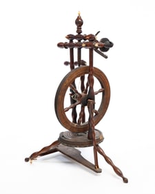 TABLETOP CASTLE SPINNING WHEEL.
