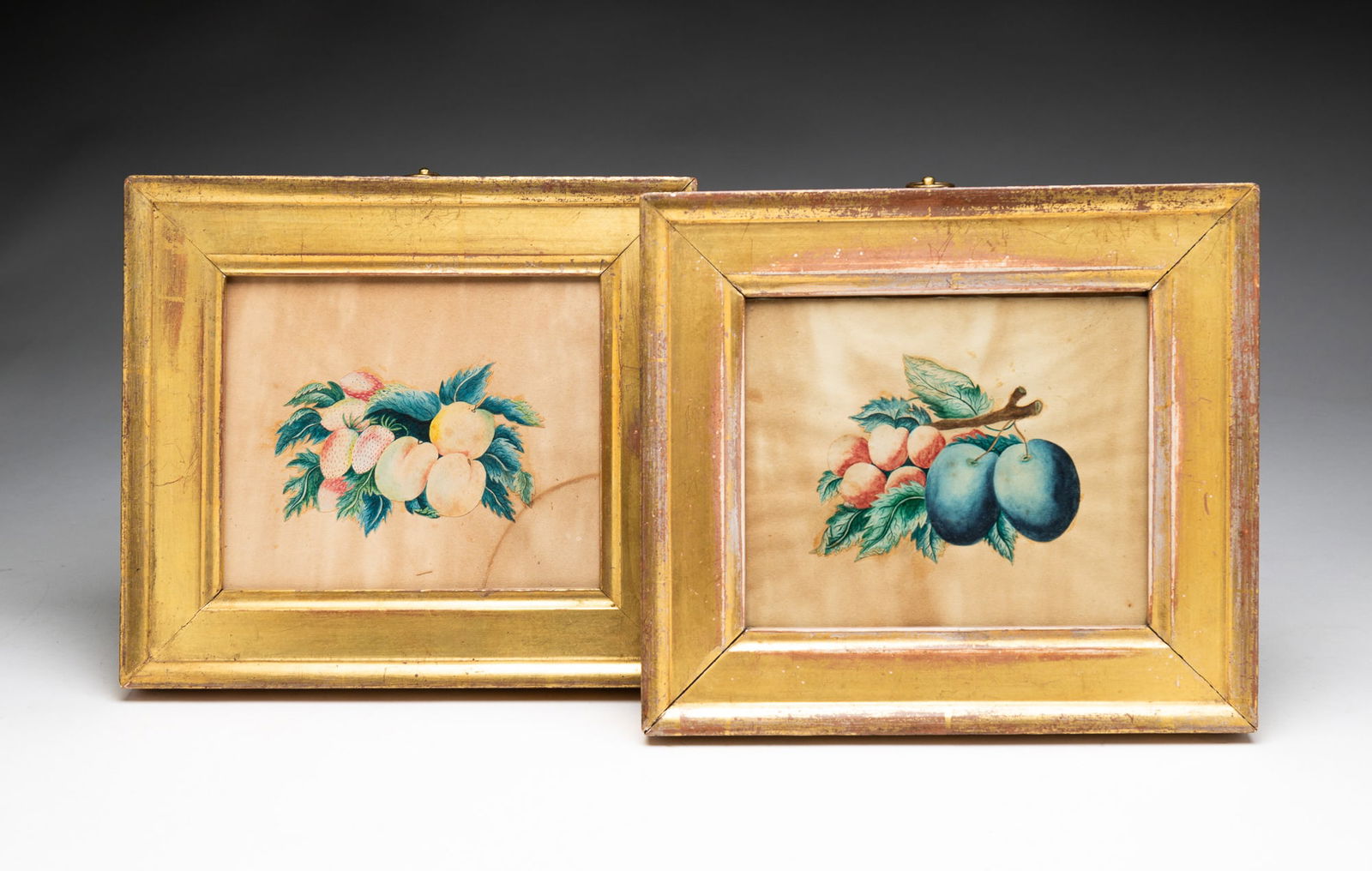 PAIR OF FRAMED FRUIT WATERCOLORS. (1 of 4)