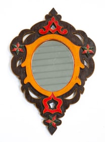 FOLKSY PAINT DECORATED MIRROR.