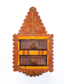 FOLKSY PAINT DECORATED HANGING DRAWERS.