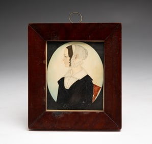 MINIATURE PORTRAIT OF A WOMAN ATTRIBUTED TO JUSTUS DALEE (1793-1878).