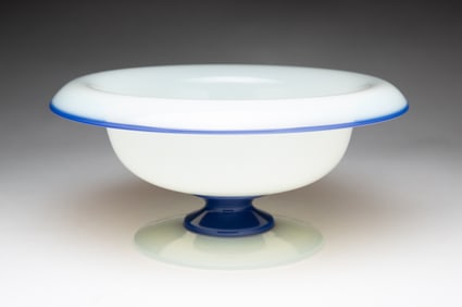 UNSIGNED FRY FOVAL OPALWARE GLASS CONSOLE BOWL.