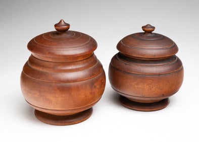 TWO DIMINUTIVE PEASEWARE CONTAINERS.