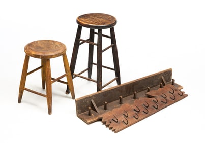 FOUR WOODEN OBJECTS.