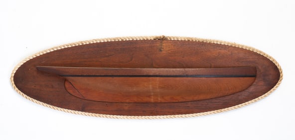 WOOD HALF HULL SHIP MODEL.