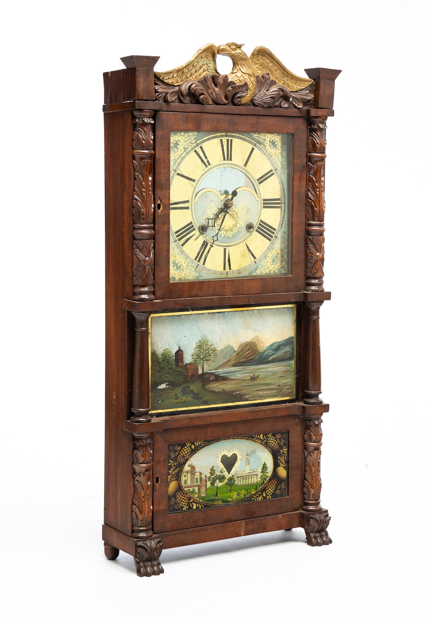 JOHN BIRGE TRIPLE DECKER EMPIRE MANTLE CLOCK. (1 of 9)