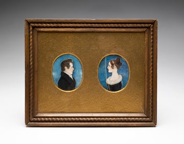 FRAMED PAIR OF MINIATURE PORTRAITS.