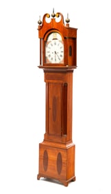 INLAID TALL CASE CLOCK.