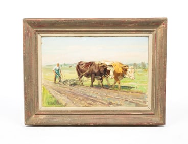 "TILLING THE SOIL" BY ERNST HODEL II (1881-1955).