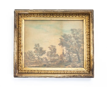 FRAMED VILLAGE LANDSCAPE.