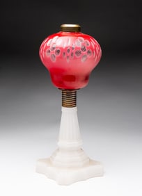 CUT OVERLAY OIL LAMP.