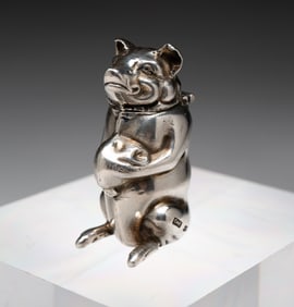 FIGURAL PIG STERLING MATCH SAFE.
