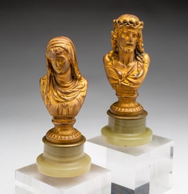 TWO GILDED BRONZE RELIGIOUS BUSTS.