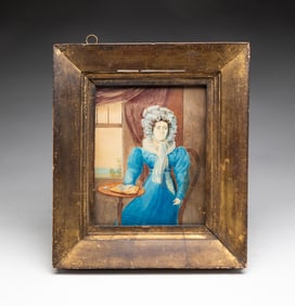 WATERCOLOR PORTRAIT OF A SEATED WOMAN.