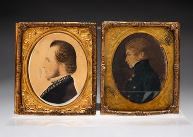 TWO MINIATURE WATERCOLOR PORTRAITS OF GENTLEMEN.
