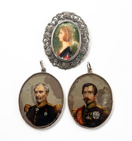 THREE FRAMED MINIATURE PORTRAITS.