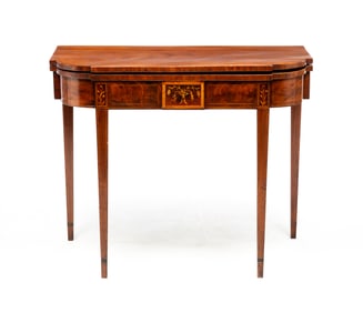 HEPPLEWHITE INLAID CARD TABLE.