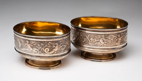 PAIR OF GORHAM STERLING SILVER MASTER SALTS.