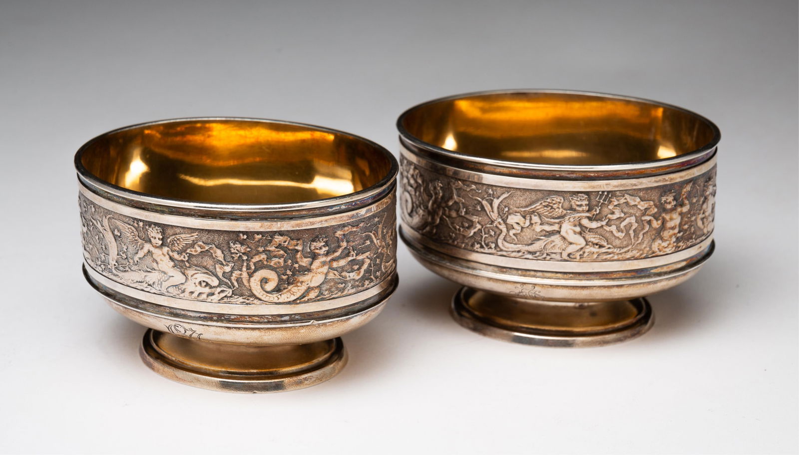 PAIR OF GORHAM STERLING SILVER MASTER SALTS. (1 of 3)