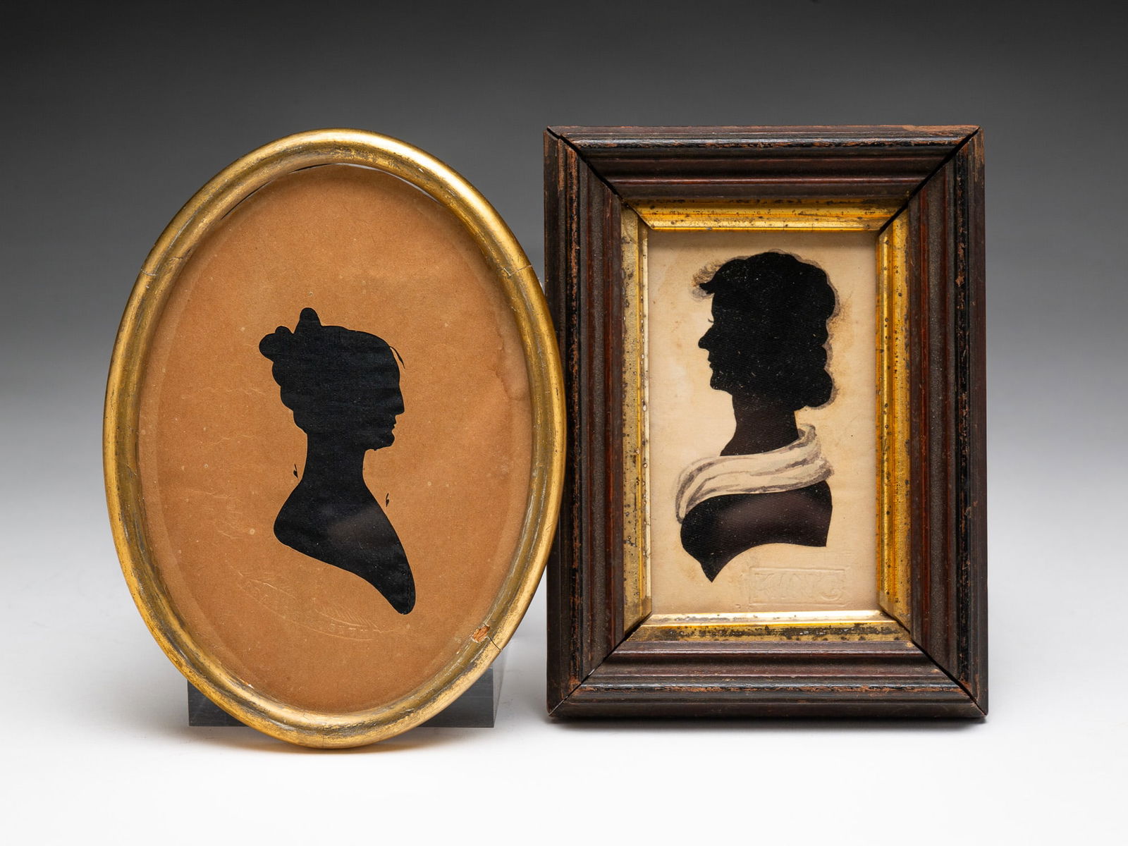TWO FRAMED HOLLOW CUT SILHOUETTES. (1 of 4)