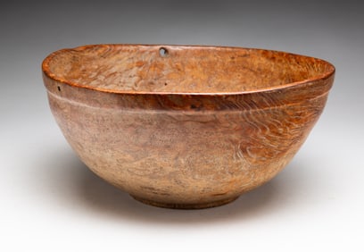 LARGE TURNED BURL BOWL.