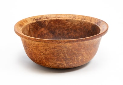TURNED BIRDSEYE MAPLE BURL BOWL.