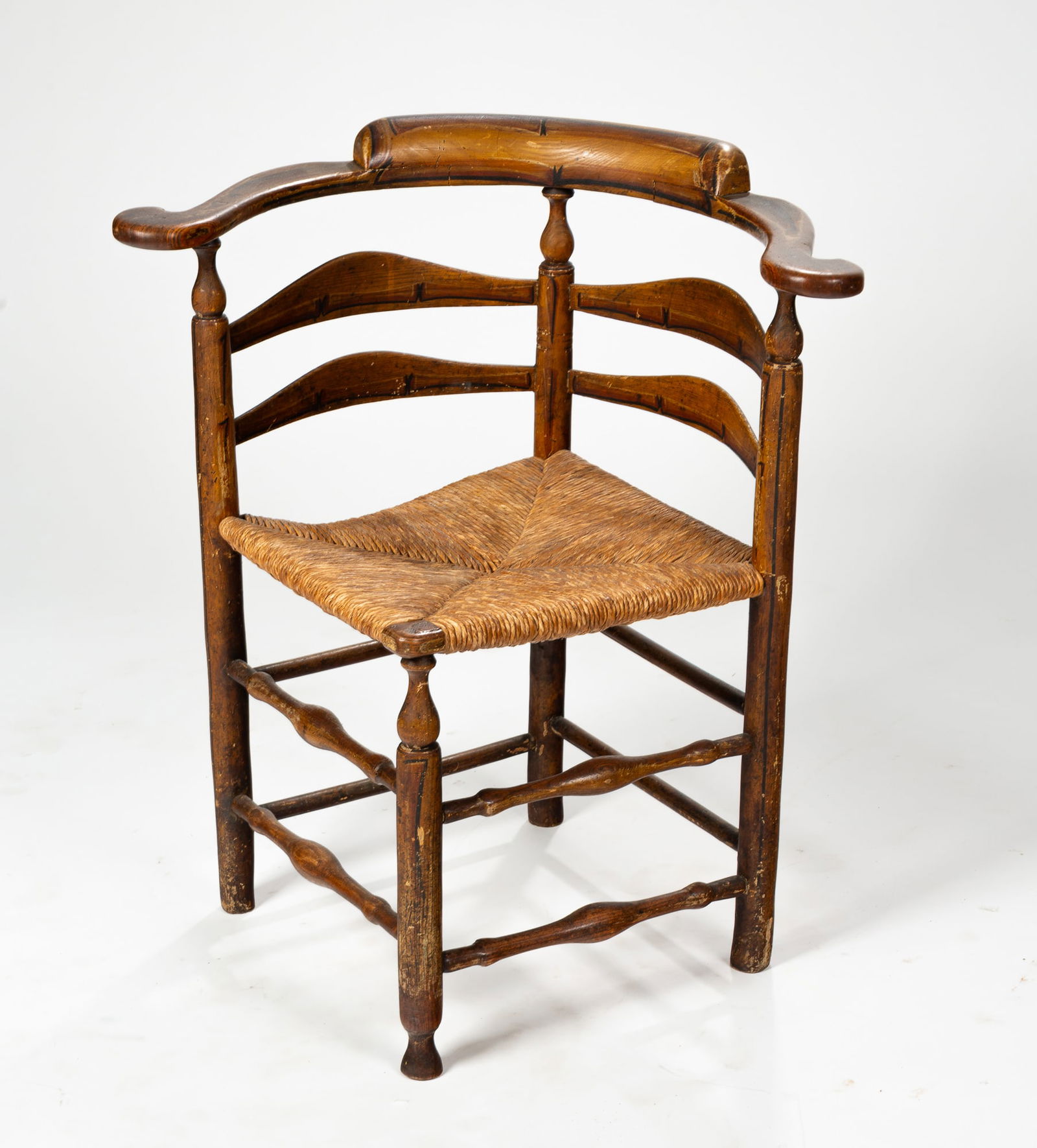 COUNTRY QUEEN ANNE RIVEN HICKORY CORNER CHAIR. (1 of 5)