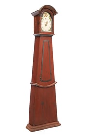 PAINTED TALL CASE CLOCK.