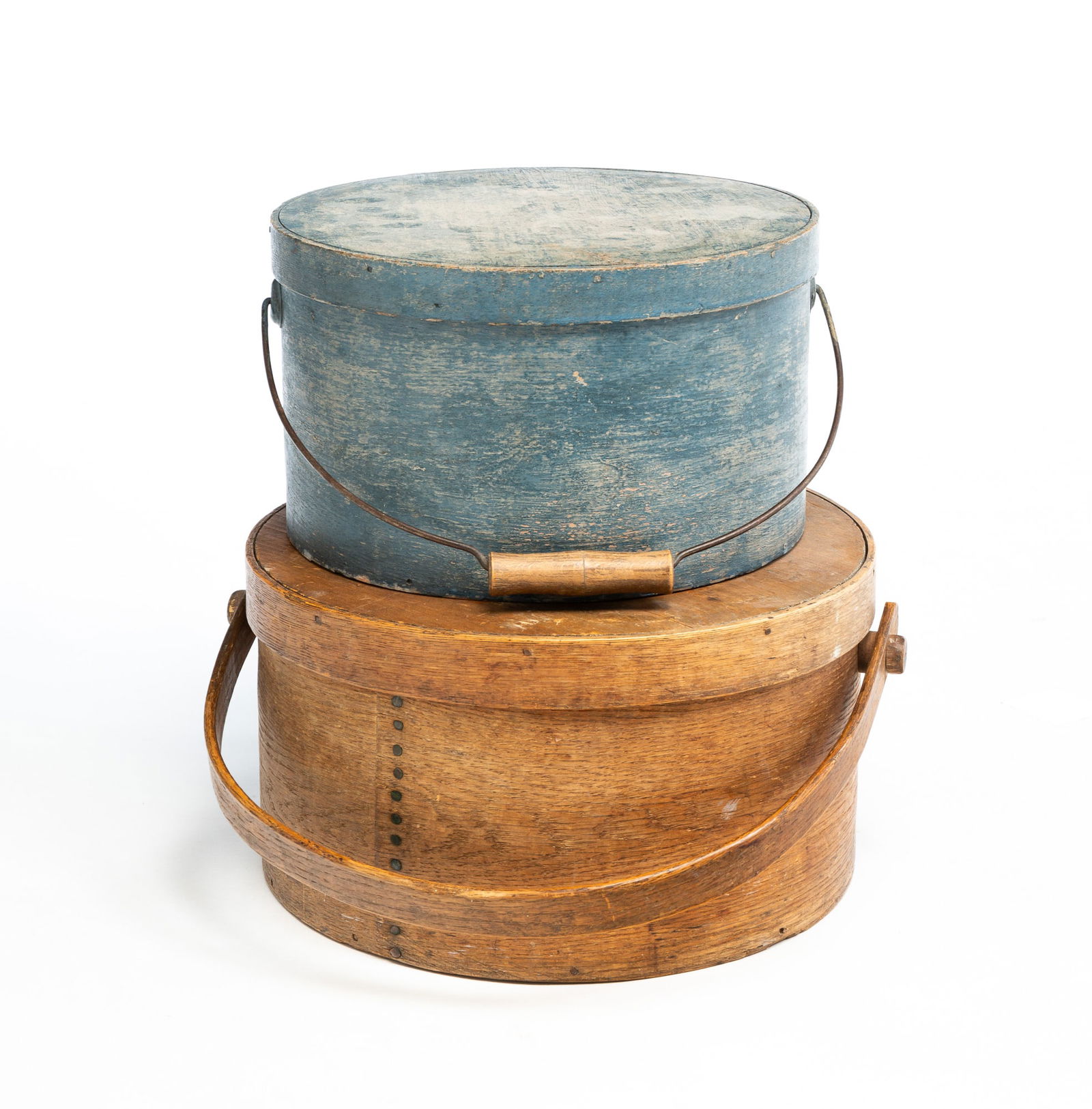 TWO LIDDED BENTWOOD CARRIERS. (1 of 5)
