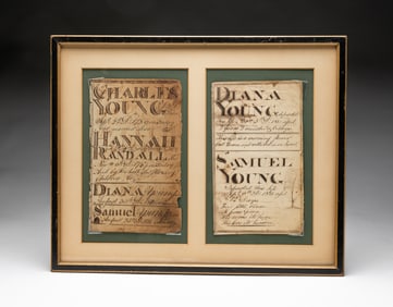 FRAMED FAMILY RECORDS IN CALLIGRAPHY.