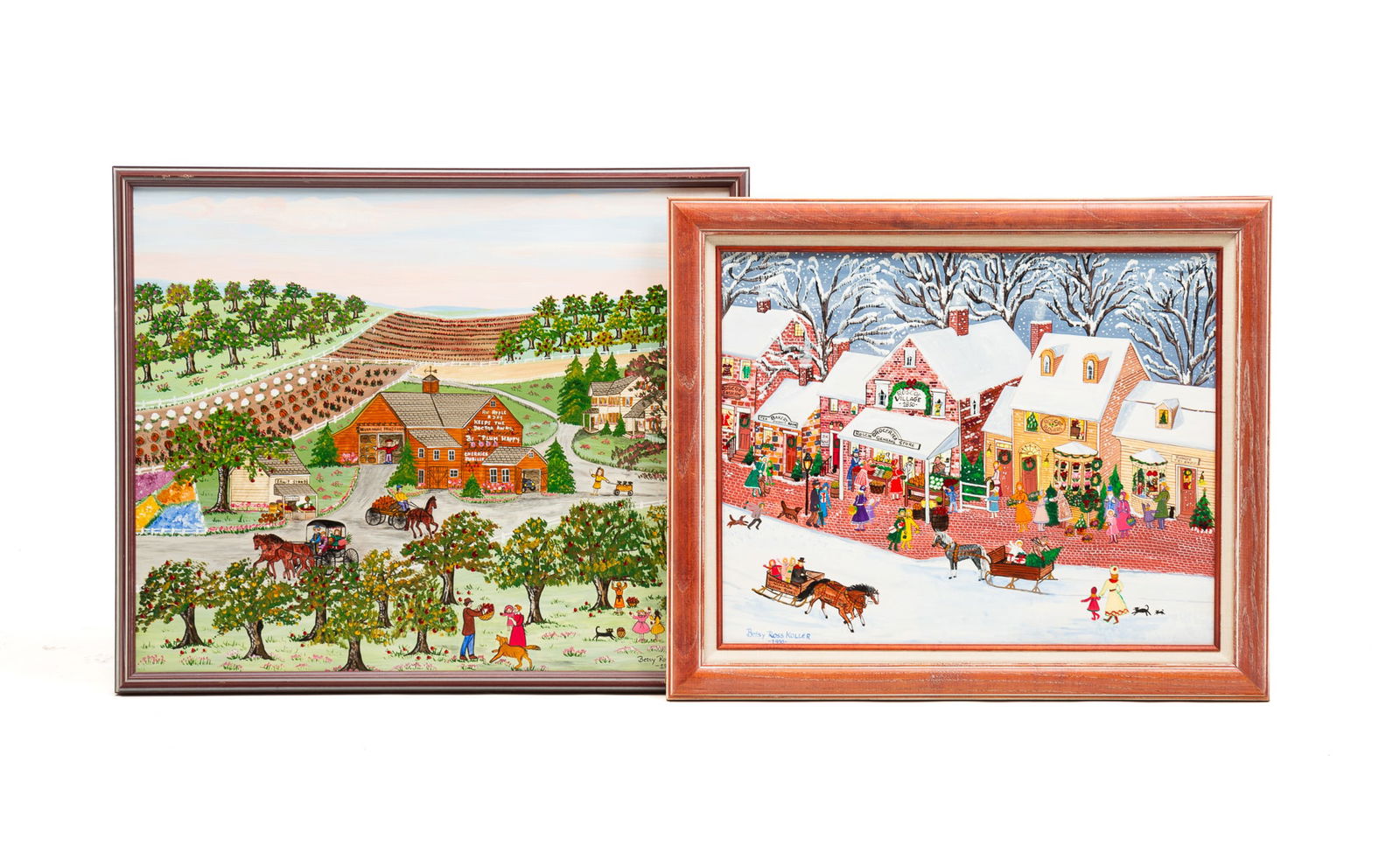 TWO FOLK ART LANDSCAPES BY BETSY ROSS KOLLER. (1 of 6)