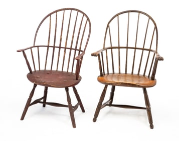 TWO SACK BACK WINDSOR CHAIRS.