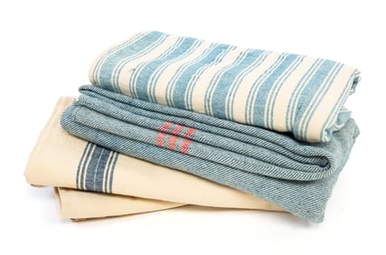 FOUR HOMESPUN WOOL BLANKETS.