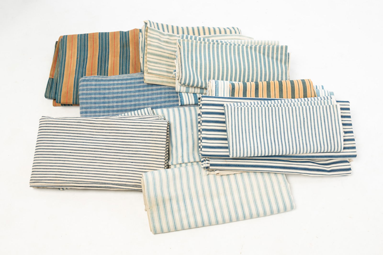 COLLECTION OF COTTON AND LINEN TICKING FABRIC. (1 of 3)