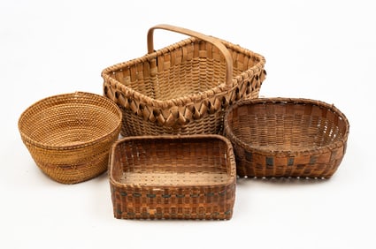 FOUR NATIVE AMERICAN BASKETS.