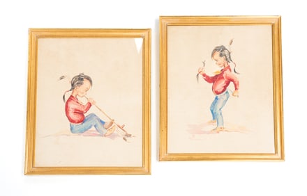 PAIR OF NATIVE AMERICAN WATERCOLORS BY ACE POWELL (1912-1978).