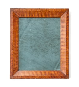 MIRROR WITH GRAIN PAINTED FRAME.