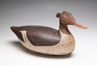 FOLKSY PAINTED MERGANSER DECOY.