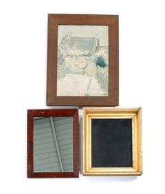 A MIRROR, PAINTING AND SHADOW BOX.