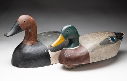 TWO SIGNED WORKING DUCK DECOYS.