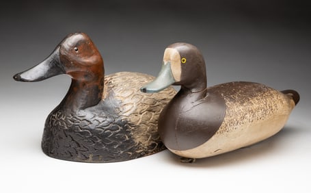 TWO PAINTED DUCK DECOYS.