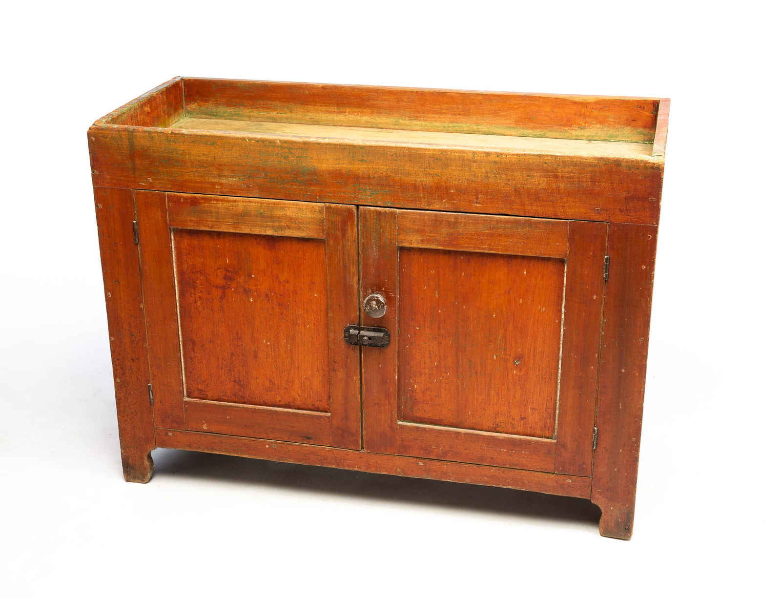 COUNTRY RED AND GREEN PAINTED DRY SINK. (1 of 4)