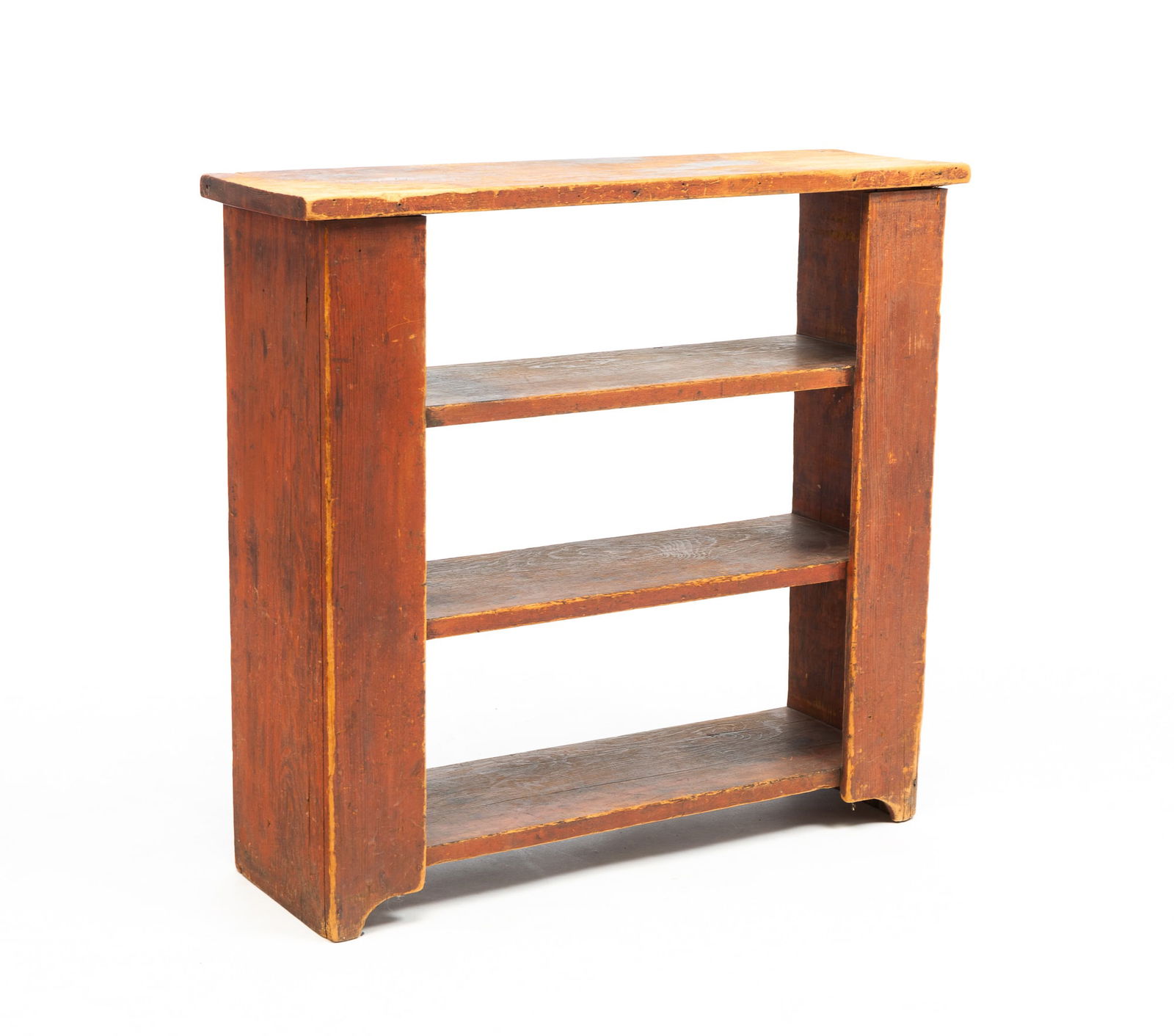 COUNTRY RED PAINTED SHELVES. (1 of 4)