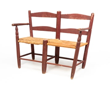 PAINTED WAGON BENCH.